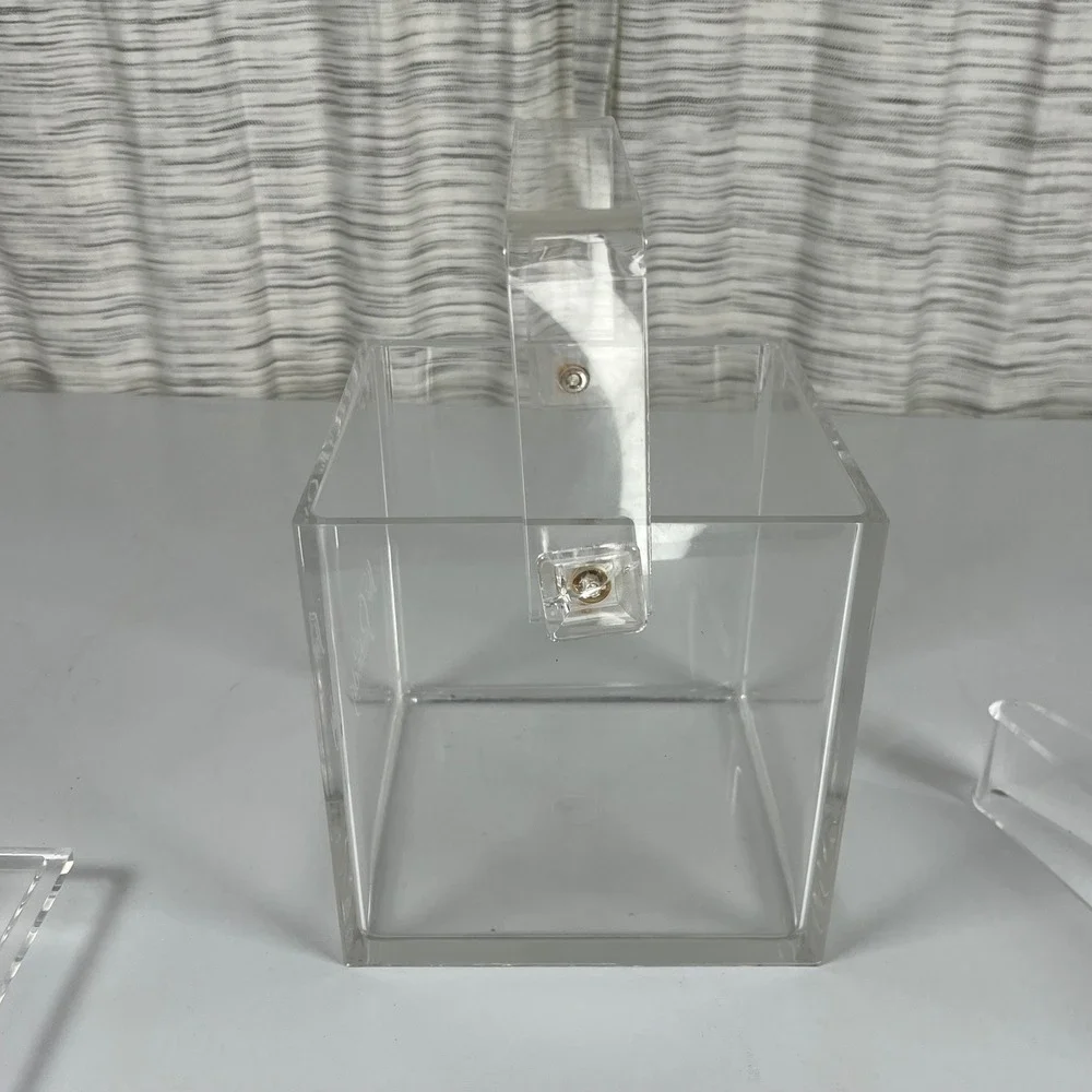 The Peabody Hotel Vintage Clear Acrylic Ice Bucket with Lid and Tongs Square MCM